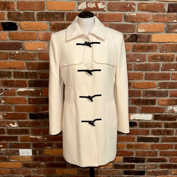 Banana Republic Jackets & Blazers - Banana Republic White Wool Peacoat Black Toggles Size Medium